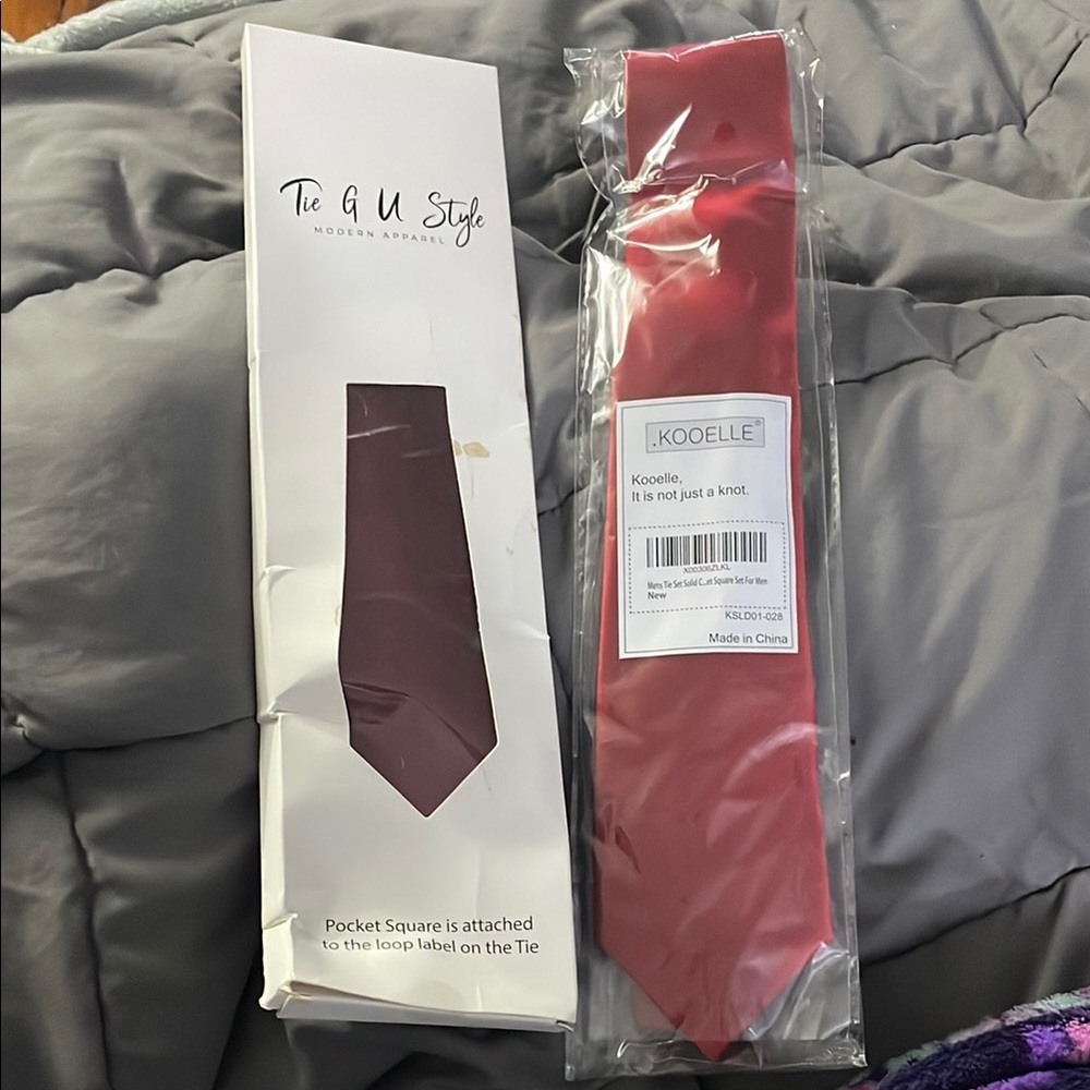 Men’s Red Maroon Burgundy Ties with pocket square handkerchief